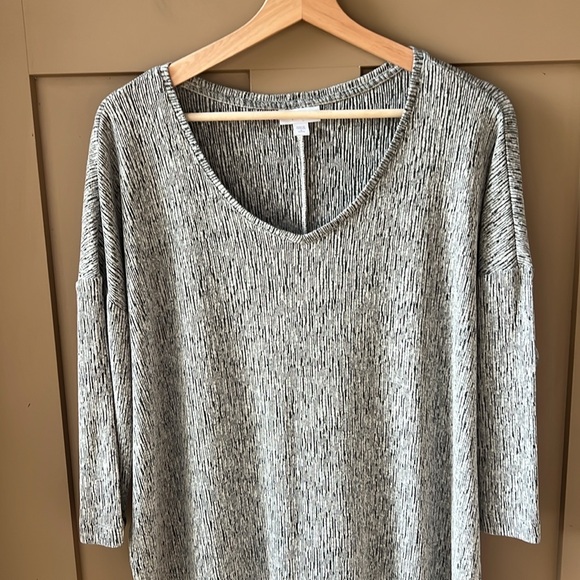 J.Jill Pure Jill Sz L Petite Textured Gray Linen Blend Knit Tunic Top Lagenlook - Picture 2 of 7